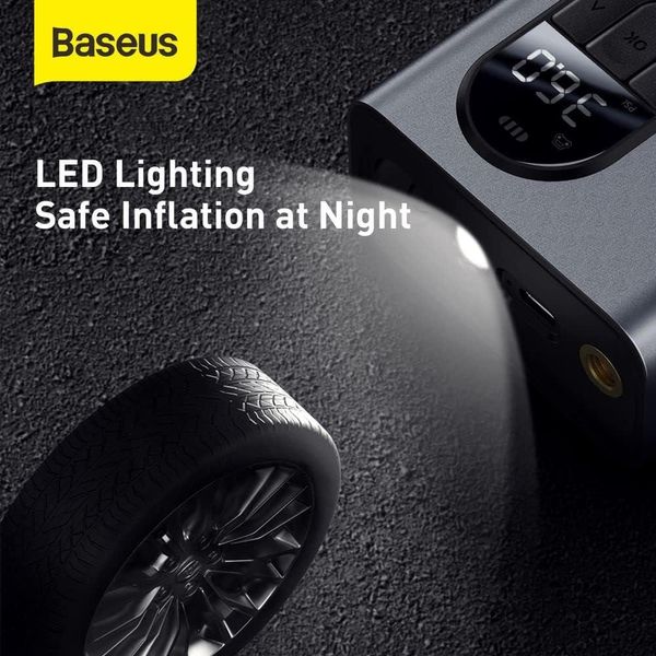 Автомобильный компрессор Baseus Energy Source Inflator Pump для накачки шин с цифровым экраном и фонарем 230687 фото