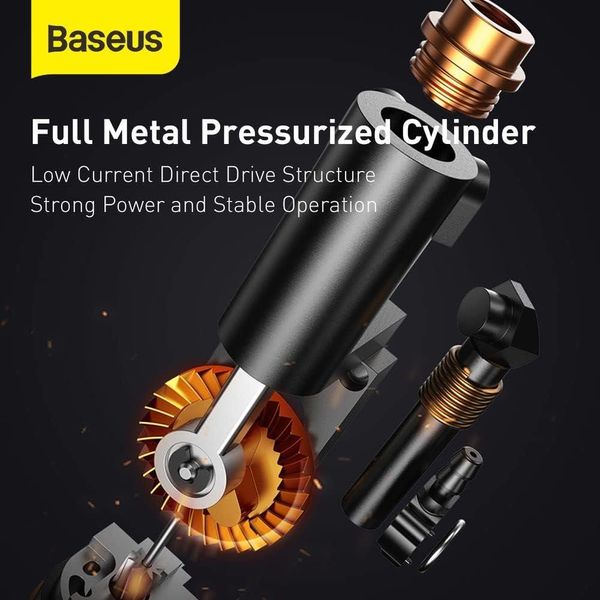 Автомобільний компресор Baseus Energy Source Inflator Pump для накачування шин із цифровим екраном та ліхтарем 230687 фото