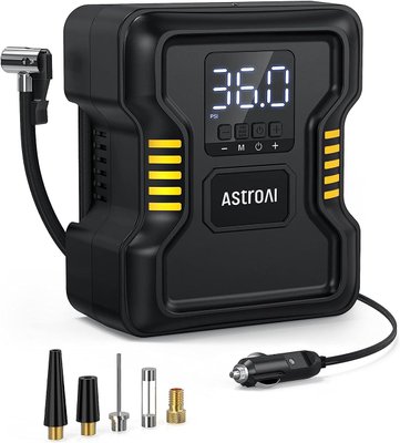 Автомобильный насос компрессор AstroAI (JY21P160-12) для накачки шин с цифровым экраном и фонарем, Black 230698 фото