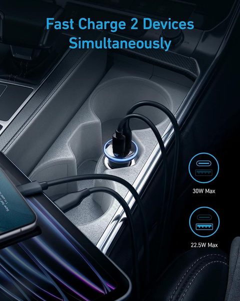 Автомобільний зарядний пристрій Anker 323 Car Charger (52,5 Вт) адаптер із швидкою зарядкою PowerIQ 3.0 230717 фото